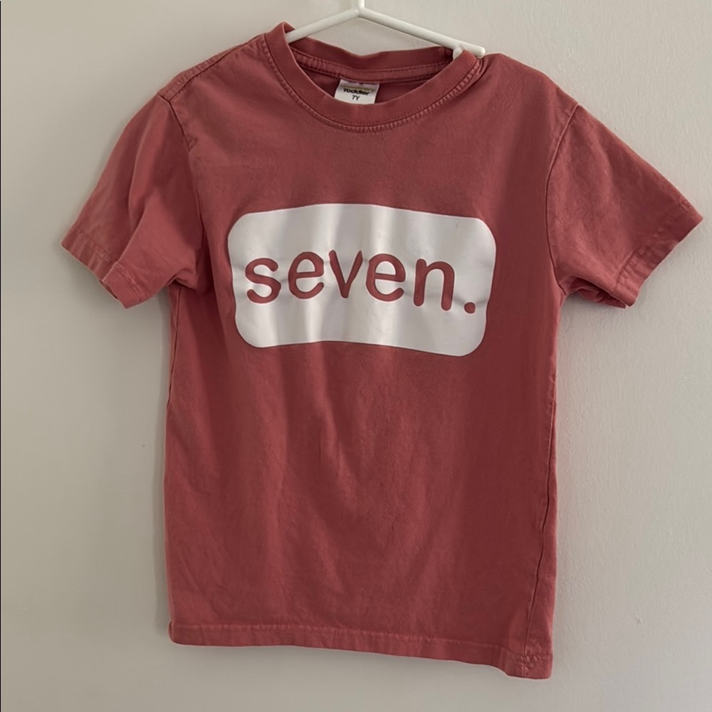 “Seven” Pink Short Sleeve Tee